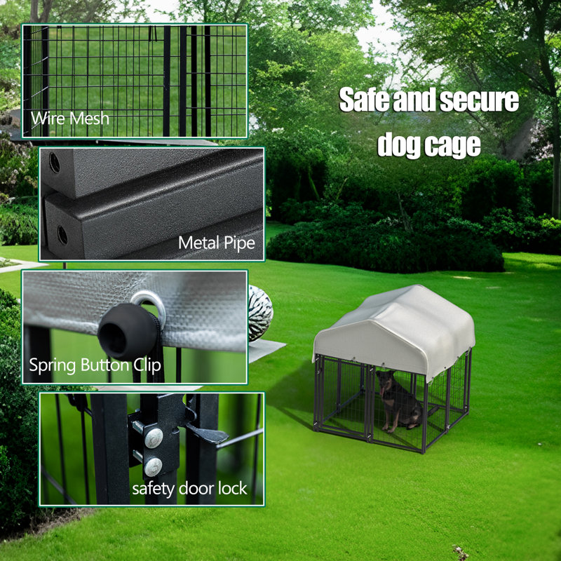 Homy Grigio Heavy Duty Large Outdoor Dog Pen Playpen Yard Pet Kennel